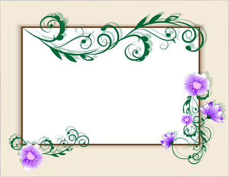 the frame decorated with flowers and deciduous patternsのイラスト素材