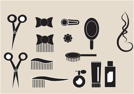 set of small black icons hairdressing salonのイラスト素材