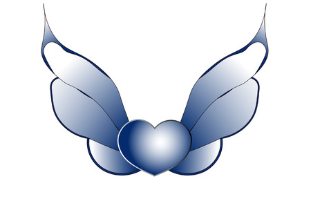 the imagination blue heart with wings of a butterflyのイラスト素材