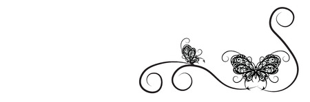 Vytynanka - a silhouette black butterfly from pattern elements, cardのイラスト素材