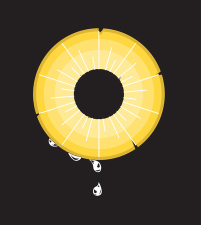 the segment of pineapple yellow, with drips a dropのイラスト素材
