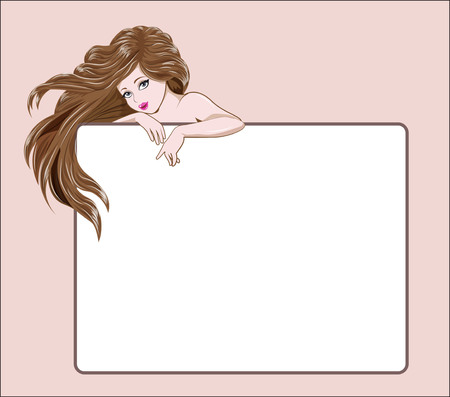 the beautiful girl the brunete, on a frameのイラスト素材
