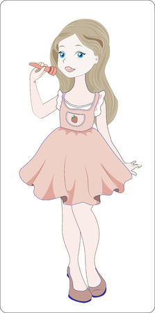 the little girl acts, sings the songのイラスト素材