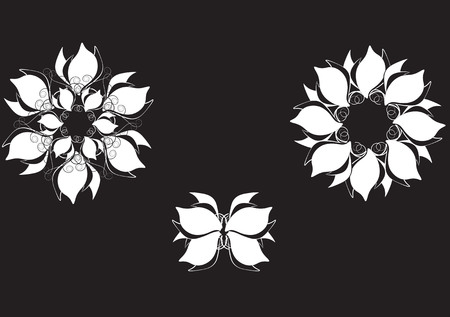 beautiful white flower and white butterfly on a black backgroundのイラスト素材