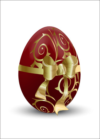 easter red egg in a golden tape with a bowのイラスト素材