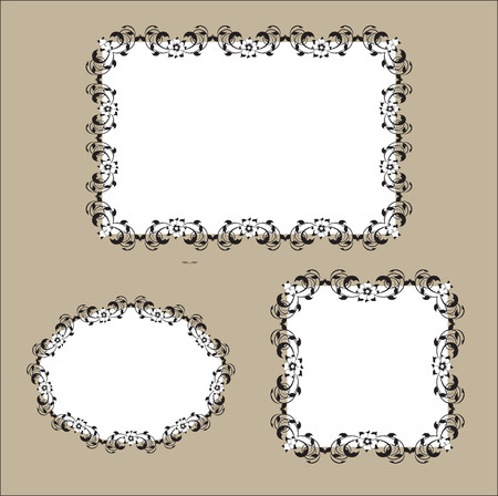 beautiful vintage frame from flowers and spiralsのイラスト素材