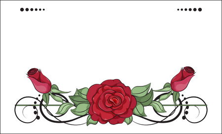 coloring rose red and pink, flower cardのイラスト素材