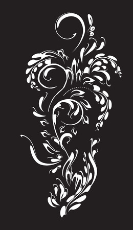 beautiful flower pattern, spirals and flower, black and white, frame elementのイラスト素材