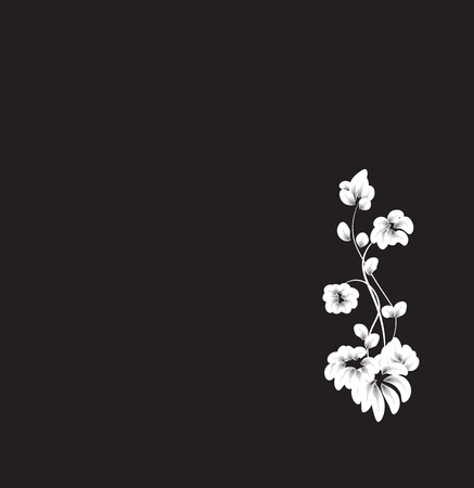 beautiful white flower pattern, on a black backgroundのイラスト素材