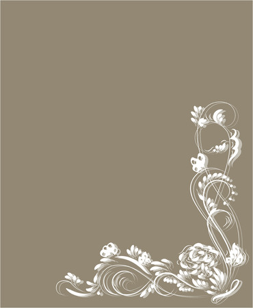 beautiful vintage flower pattern, white on a beige background, drawings of monograms on nailsのイラスト素材