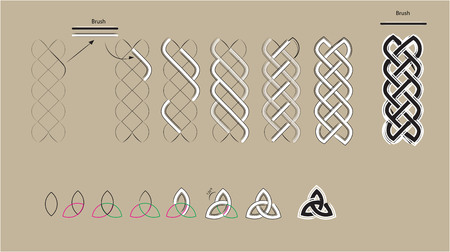 example of drawing of the Celtic pattern on grids, by means of a brushのイラスト素材