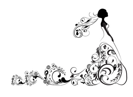 Silhouette of the bride, for wedding invitationのイラスト素材