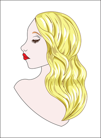 the beautiful mysterious woman, with a gold curly hairのイラスト素材