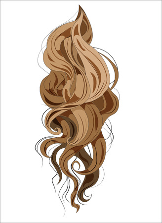 vector ringlets of hair, long and curling, brownのイラスト素材