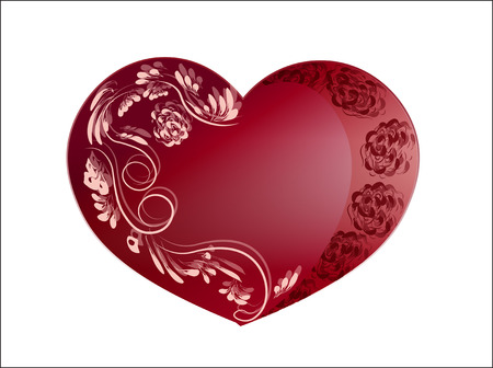 red pink lacy heart, pattern, Valentines cardのイラスト素材