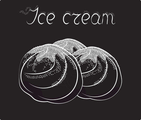 three balls of ice cream, on a plateのイラスト素材