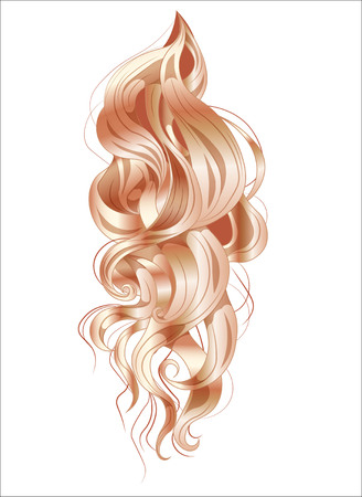 vector ringlets of hair, long and curling, goldenのイラスト素材