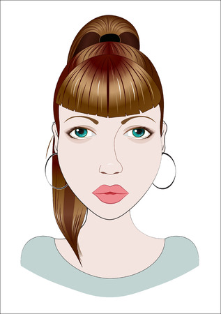 vector face, the beautiful girl, with blue eyes and chubby lipsのイラスト素材