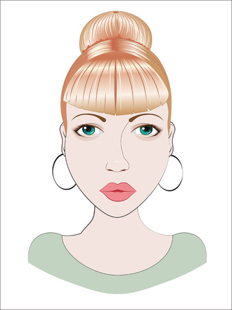 vector face, the beautiful girl, with green eyes and chubby lipsのイラスト素材