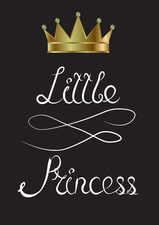 Inscription the Little princess, with a monogram and a gold crownのイラスト素材