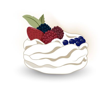 Pavlova is a meringue-based dessert whiyh a fresh berries, named after the Russian ballerina Anna Pavlova.のイラスト素材