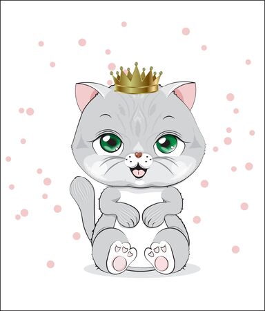 lovely cute royal gray cat kitten, on a white background

のイラスト素材