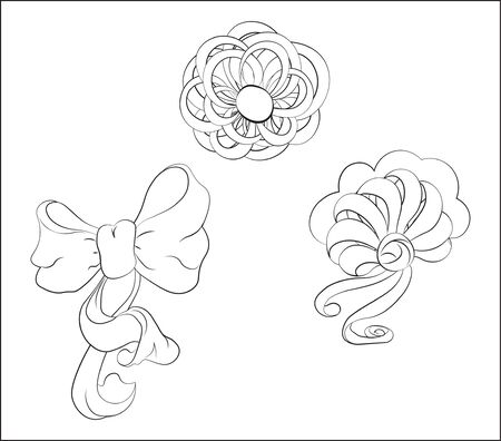 Coloring book bow. Festive bows from tapesのイラスト素材