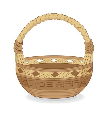 beautiful vector wooden picnic isolated basket. A cartoon-style picture.のイラスト素材