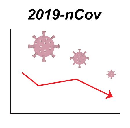 coronavirus, pneumonia virus. Medical flask. coronavirus 2019-nCov. crisis graph, economic downturn, epidemic relatedのイラスト素材