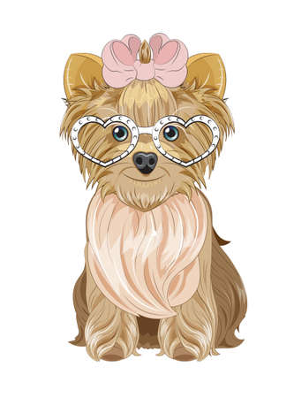 Lovely vector puppy, dog with santa hat. Picture in hand drawing cartoon style, for t-shirt wear fashion print design, merry Christmas, happy new yea greeting card, postcard. party invitation.のイラスト素材