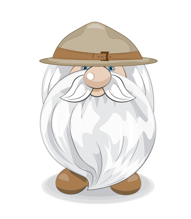 cute gnome scout, picture in hand drawing cartoon style for greeting. postcardのイラスト素材