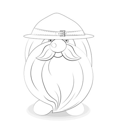 Coloring book cute gnome scout, picture in hand drawing cartoon style for greeting. postcardのイラスト素材