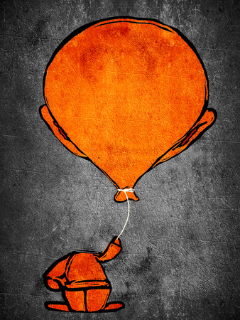 orange man with ballon headの写真素材