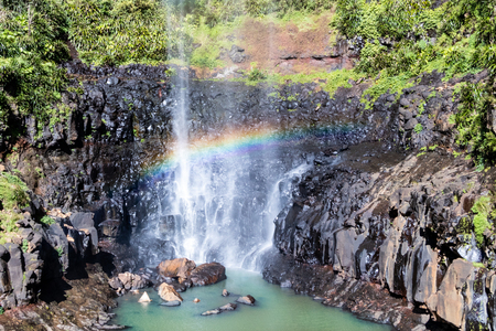Rainbow in the waterfallの写真素材