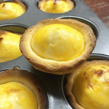 Baked cheese tart homemade in hot tray