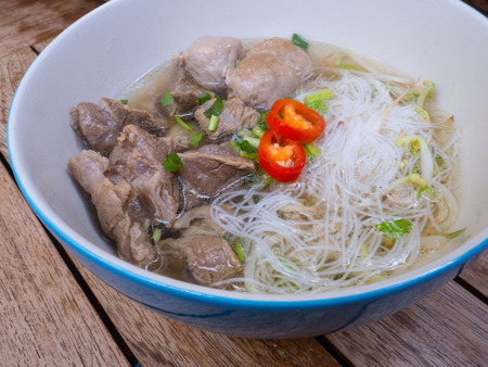 Thai stewed beef noodle with rice vermicelliの写真素材