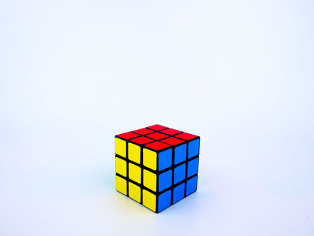 Bangkok, Thailand - October 27th, 2016: Colorful Rubik's cube on white background