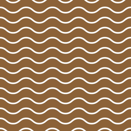 White seamless wave pattern on brown. Vector wave patternのイラスト素材