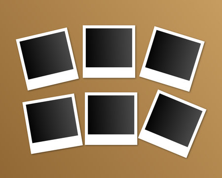 Set of six camera frame. photo collage vector template