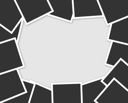 Pile photo frames collage surrounded by a blank background with empty space middleのイラスト素材