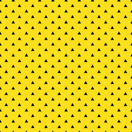 Black Seamless Triangles Pattern On Yellow Backgroundのイラスト素材