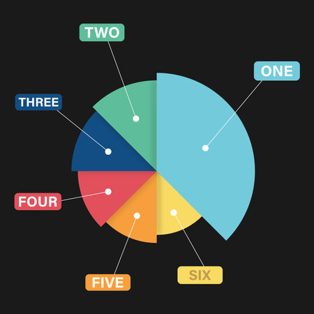 Modern Pie Chart Infographic Design Elements, Round Diagram On Black Backgroundのイラスト素材