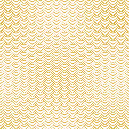 Yellow and white seamless geometric japanese waves pattern Seigaiha-mon.のイラスト素材