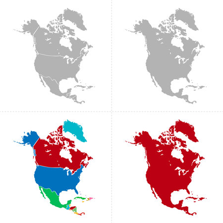 North america map with without country bordersのイラスト素材