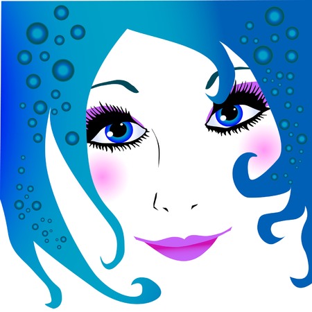 The girl with blue hair, an illustrationのイラスト素材