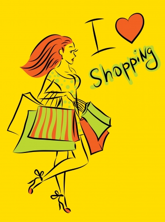 shopping  girlのイラスト素材