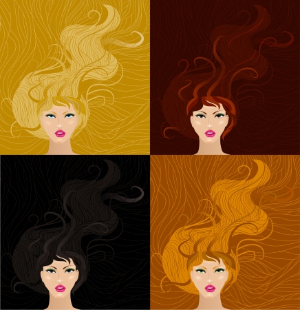 girls with long hairのイラスト素材