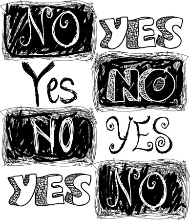sketchy words yes and noのイラスト素材