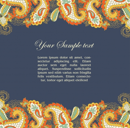 abstract paisley border and place for your textのイラスト素材
