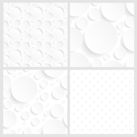 four seamles white paper patterns with circlesのイラスト素材